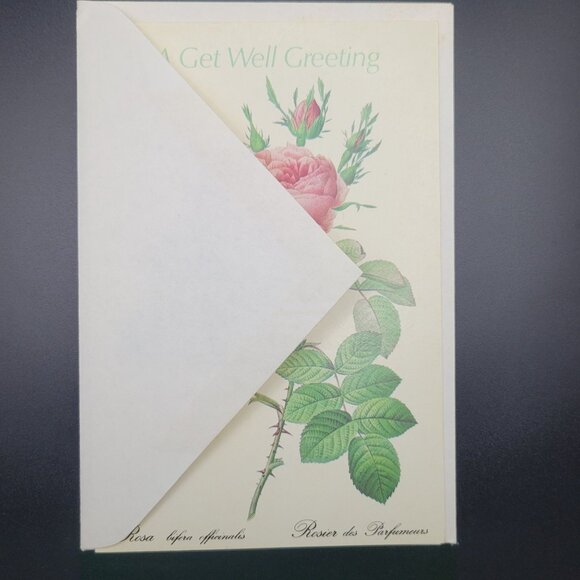 Vintage Fantusy Get Well Greeting Card Envelope Pink Roses Well Wishes Unused - Picture 6 of 6
